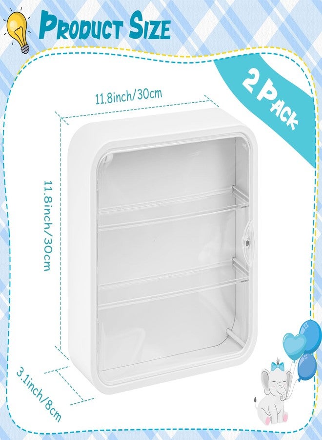 Menkxi 2 Pcs Display Case for Figures 3 Tiers Doll Storage Box Wall Mounted Clear Box Dust Proof Display Cabinet Organizer with Magnetic Door for Mini Toys Action Figures Collectibles, White - Image 2